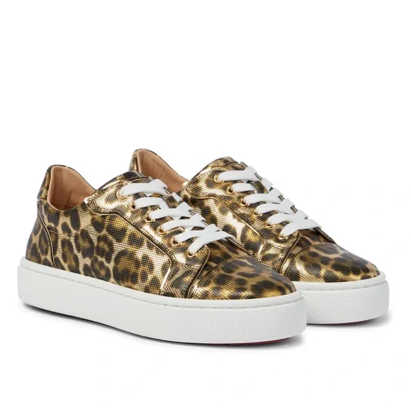 SOLD Christian Louboutin Vieirissima Leopard Printed Leather Sneakers - Picture 1 of 14